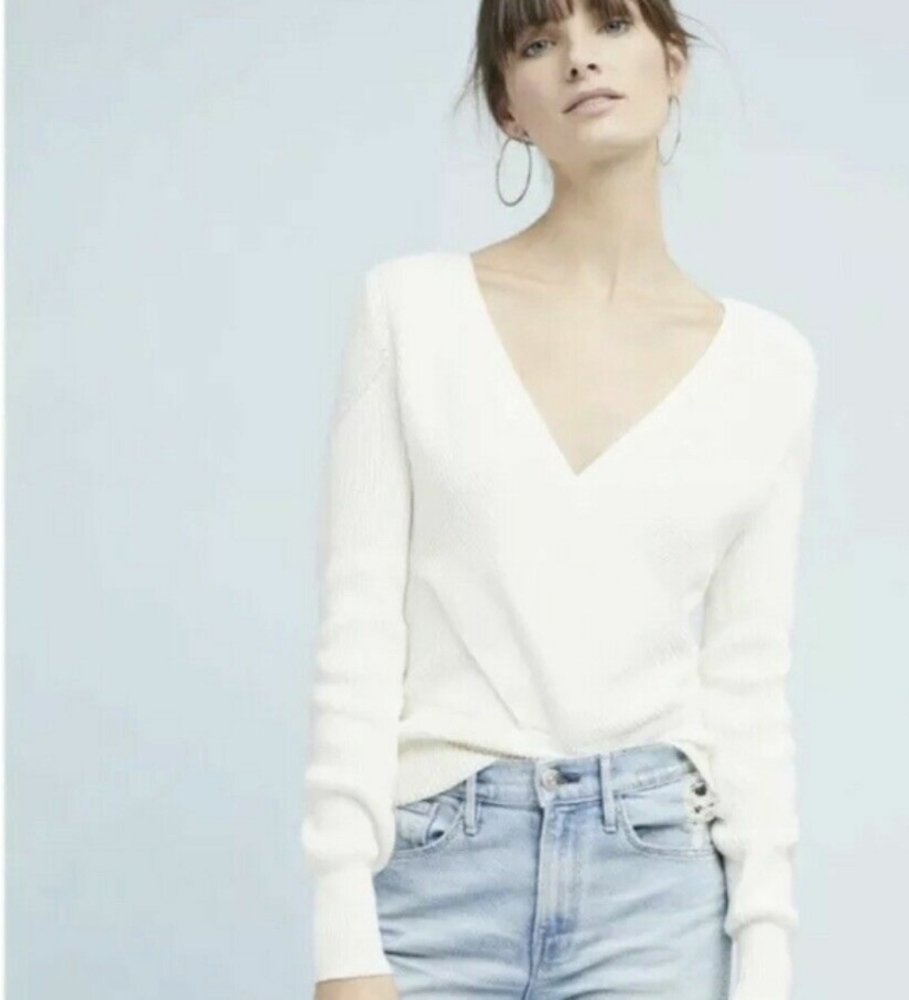 Anthropologie By Anthropology V Neck Cross Over Sweater